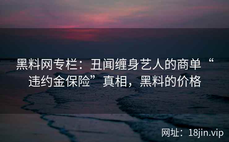 黑料网专栏：丑闻缠身艺人的商单“违约金保险”真相，黑料的价格