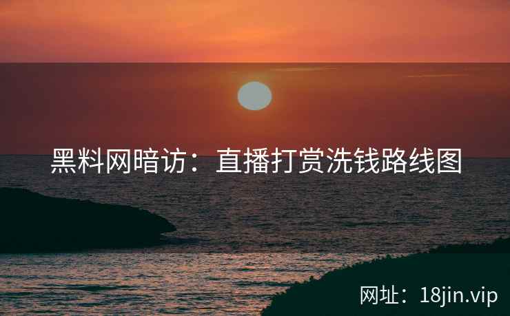 黑料网暗访：直播打赏洗钱路线图