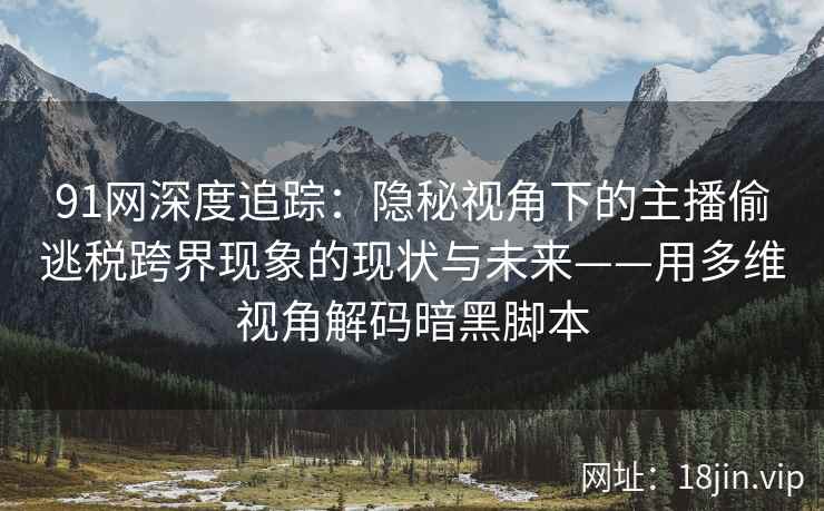 91网深度追踪：隐秘视角下的主播偷逃税跨界现象的现状与未来——用多维视角解码暗黑脚本